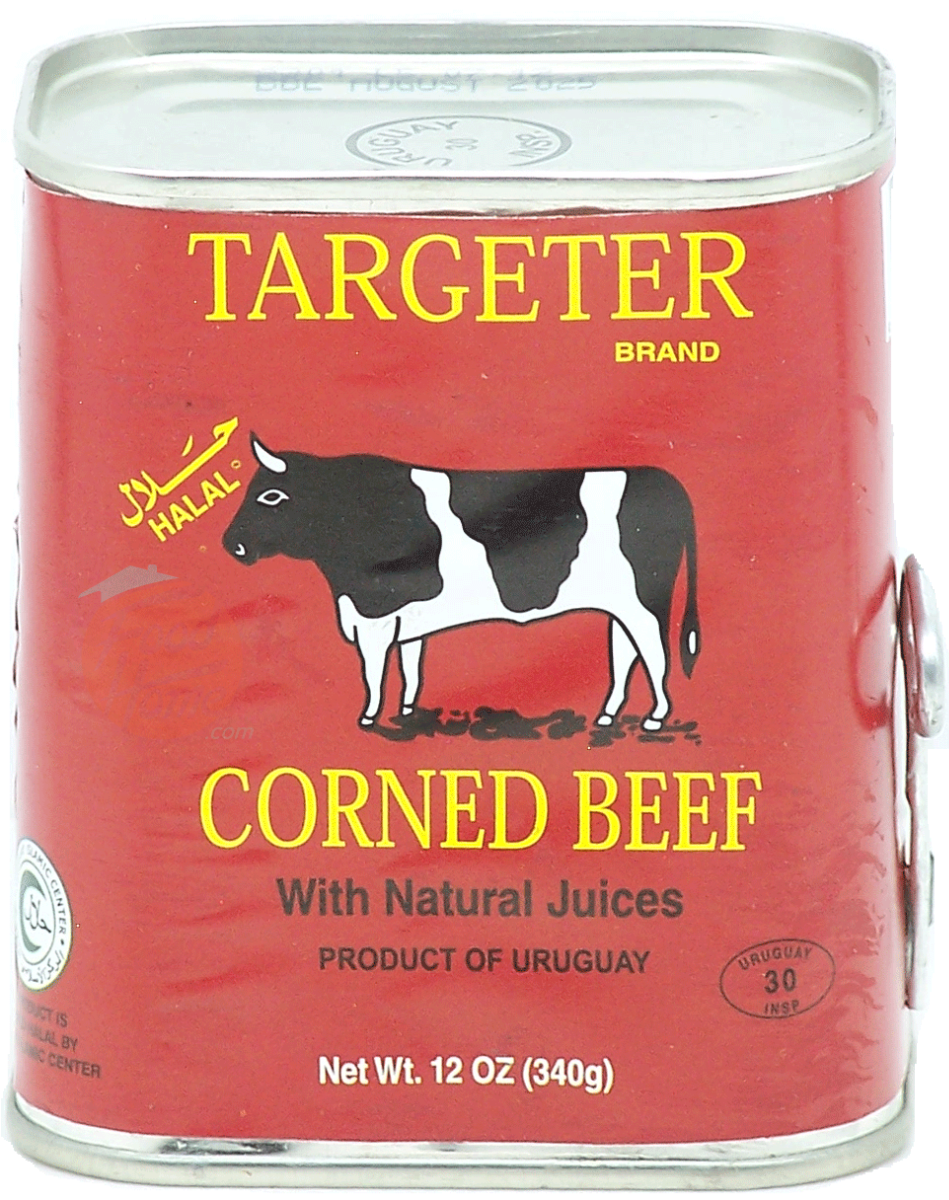 Targeter corned beef with natural juices, halal 12-oz roll top cans (case of 24)