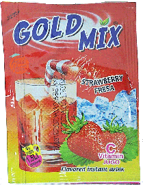Gold Mix strawberry fresa flavor dry instant drink mix, 24 9-gram packets in display boxes, (master case of 24)