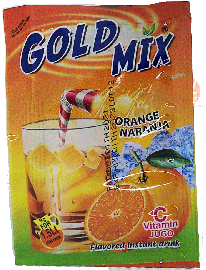 Gold Mix orange narania flavor dry instant drink mix, 24 9-gram packets in display boxes, (master case of 24)