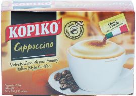 Kopiko cappuccino coffee, 10 x 250-gram instant powder packages in box (case of 12)